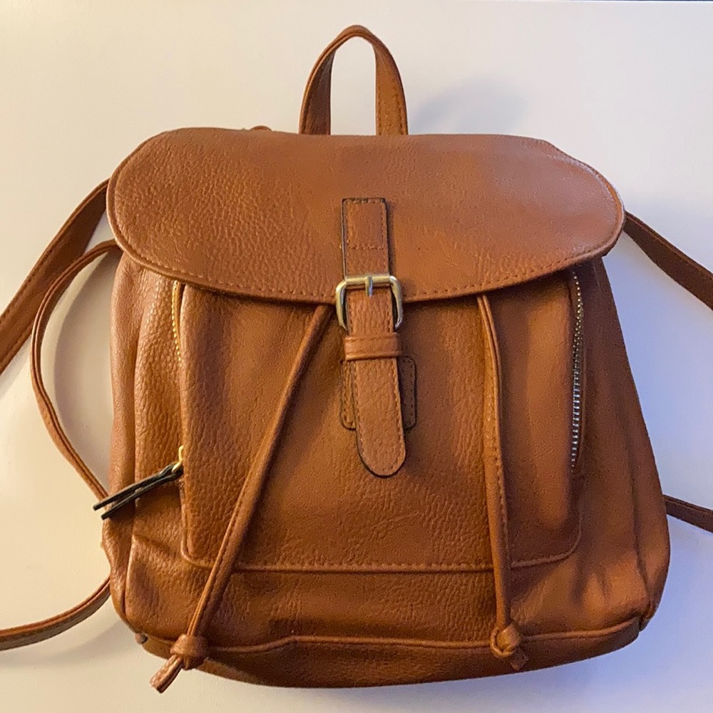 Brown with gold accents mini backpack- no band
